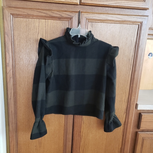 Shein m ruffle neck collar dramatic sleeve buffalo check back zip bell sle… - Picture 8 of 9